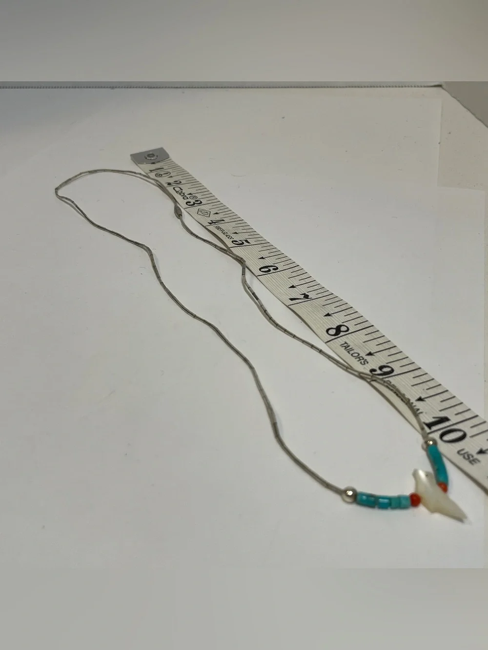 Native American SW Style Silver, Turquoise  Coral Bird Necklace, 21”, 4.40g